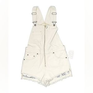 Free‎ People Sunkissed Jean Cut-Off Short Overall Off-White